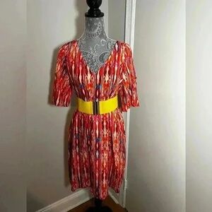 Red and Yellow Patterned Dress